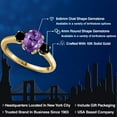 thumbnail image 2 of Gem Stone King 10K Yellow Gold Purple Amethyst and Black Diamond Engagement Ring for Women | 1.69 Cttw | Oval 8X6MM | Gemstone February Birthstone | Size 6, 2 of 6