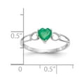 thumbnail image 2 of 14K White Gold Ring Band with Stones (05) May Emerald Heart Green, Size 5, 2 of 2