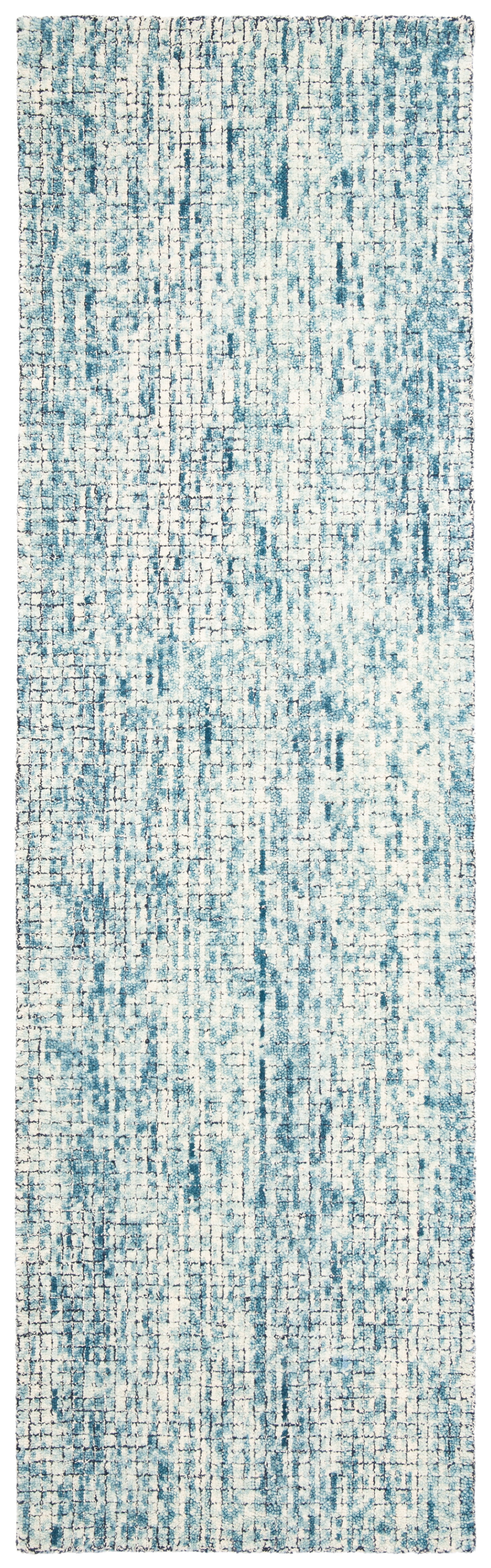 SAFAVIEH Abstract Devyn Geometric Wool Runner Rug, Ivory/Navy, 2'3" x 8'