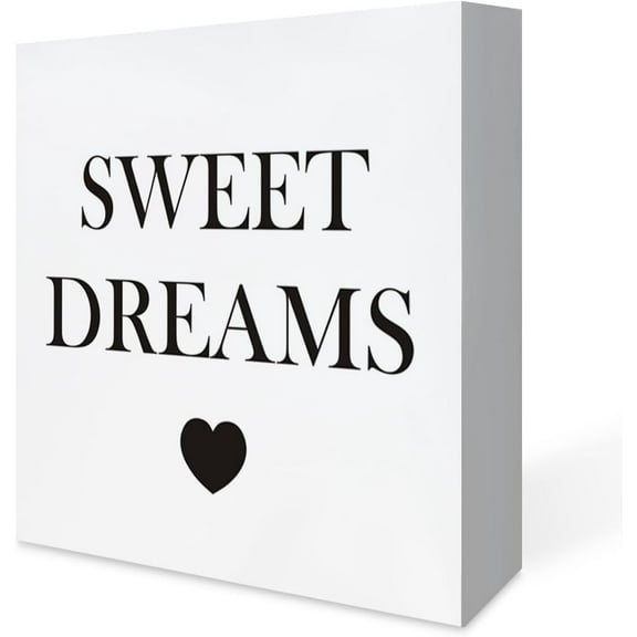 Zomyto 5x5 Inches Home Decor Farmhouse Style Rustic Wooden Box Sign for Decor,Sweet Dreams Quote Block Plaque for Wall Tabletop Desk Home Wall Art Decoration