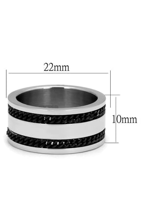 TK2927 - High polished (no plating) Stainless Steel Ring with Epoxy in Jet