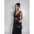thumbnail image 5 of Summer Satin Lace V Neck Backless Maxi Dresses for Women Elegant Sleeveless Open Back Cocktail Dress Black S, 5 of 8