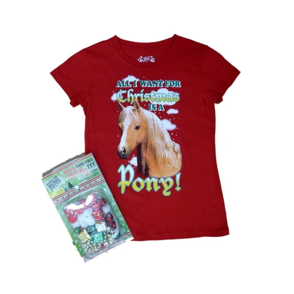 Jem Girls Red Design Your Own Holiday Pony T-Shirt Kit Christmas Tee Shirt M