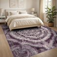 thumbnail image 3 of ODIKA 8'x10' Washable Area Rug Non-Shedding, Easy Care, Boho Tie Marbled Symmetrical Radial Motifs Dotted Purple for King Size Bedroom Under Bed, Master Suite, 3 of 6