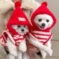 thumbnail image 6 of Pet Striped Hoodie Fleece Lined Comfortable Breathable Winter Warm Coat for Puppies and Cats Red XS, 6 of 8