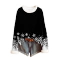thumbnail image 2 of GaThRRgYP Plus Size Tops,Ladies' Winter Non Positioning Christmas Printed Long Sleeved Coarse Woven Stripe Round Neck Pullover Top Black S, 2 of 4