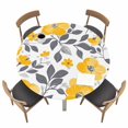 thumbnail image 2 of Round Fitted Tablecloth,Spring Yellow Flower on White Circle Table Cover Waterproof Table Cloth with Elastic Edge,Farmhouse Floral Leaves Outdoor Tablecloths for Kitchen Picnic 36-44in, 2 of 9