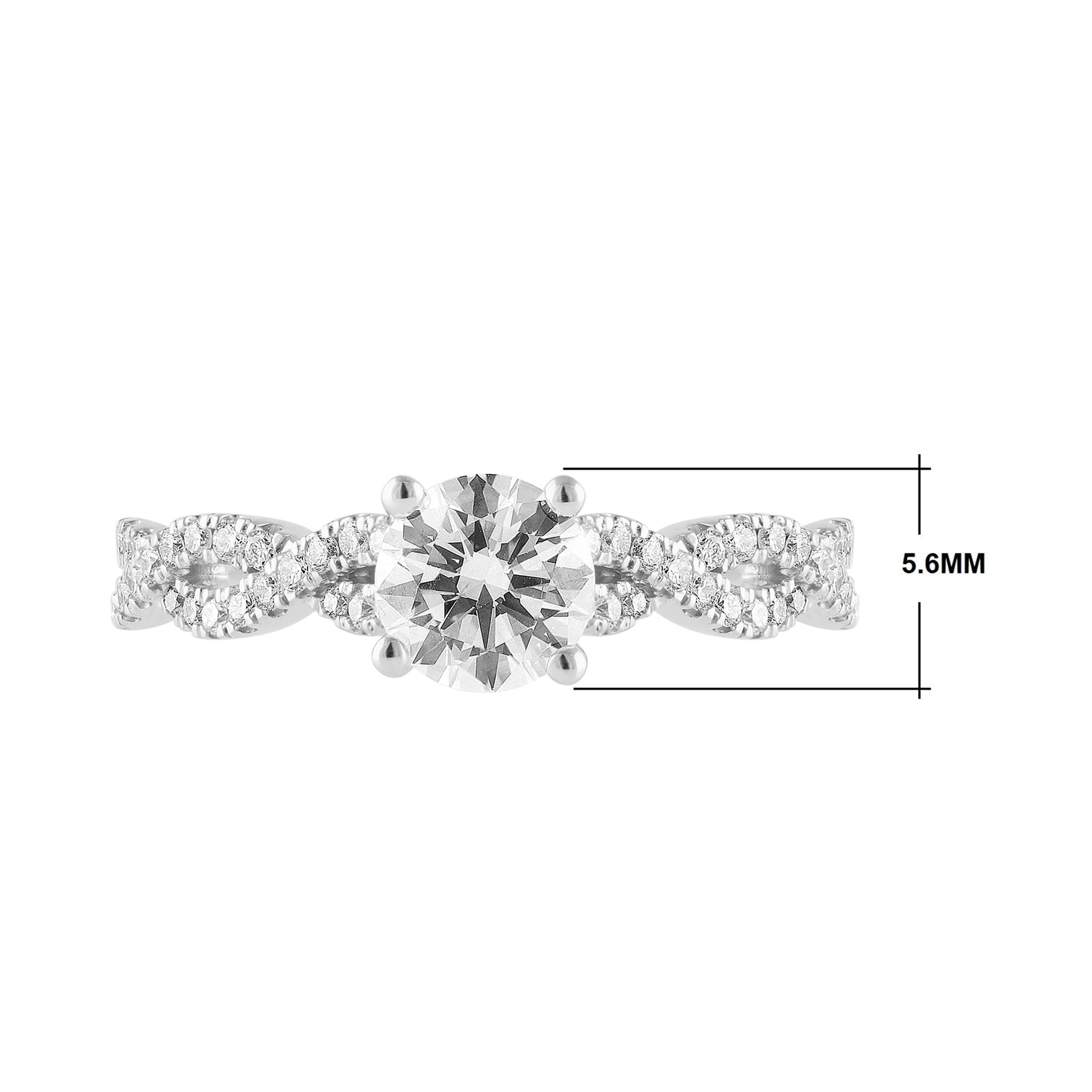 Unique Moments 1 Ct Round Lab Grown Diamond Engagement Ring in 10K White Gold (J, SI-I1)