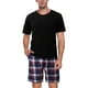 thumbnail image 1 of WILLBEST Pijama Corto Informal para Hombre, Moda para Hombre, Cuello Redondo, Color Liso, Manga Corta, A Cuadros, para Uso Doméstico, 1 of 7