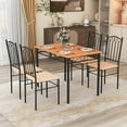 thumbnail image 4 of Costway 5 PCS Dining Set Wood Metal 30" Table & 4 Chairs Upholstered Kitchen Breakfast Furniture, 4 of 9