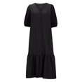 thumbnail image 5 of fatyb Women's Summer Dress Button down V Neck Long Shirt Dresses Short Sleeve Casual A-Line Dresses, 5 of 6