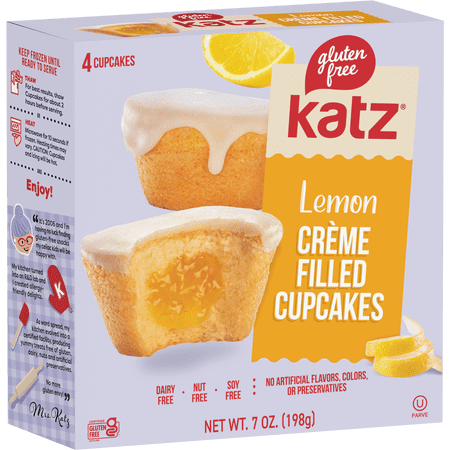 Katz Gluten Free Creme Filled Cupcakes – Lemon |Gluten Free Dairy Free Nut Free Soy Free Kosher | (1 Pack 7.0 Ounce Each) Katz Gluten Free Creme Filled Cupcakes – Lemon |Gluten Free Dairy Free Nut Free Soy Free Kosher | (1 Pack 7.0 Ounce Each)