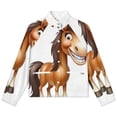 thumbnail image 4 of Jackets for Women Winter Coat Jackets Flannel Stand Collar Jacket(Happy Horse Cartoon Smile,Size:S-4XL), 4 of 7