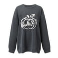 thumbnail image 3 of kayannuo Womens Tops Long Sleeve Shirts Fall Women's Fashion Thanksgiving Printed Loose Long Sleeve Blouse Round Neck Casual Pullover Tops Sweatershirt Dark Gray, 3 of 4