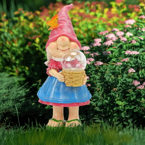 Estatua De Duende Enano Arte de estatua de gnomo elfo solar con adorno de enano de jardín de resina ligera para decoración del hogar (A) Wdftyju Libre de BPA