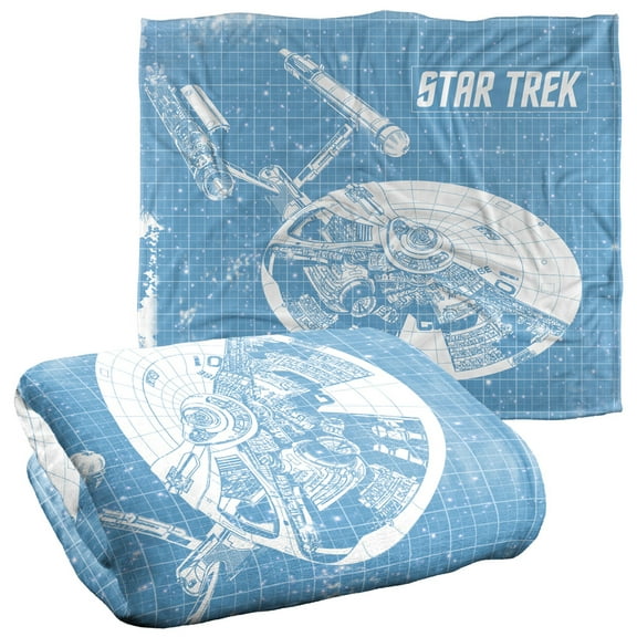 Star Trek Enterprise Blueprint Officially Licensed Silky Touch Super Soft Throw Blanket 50' x 60'