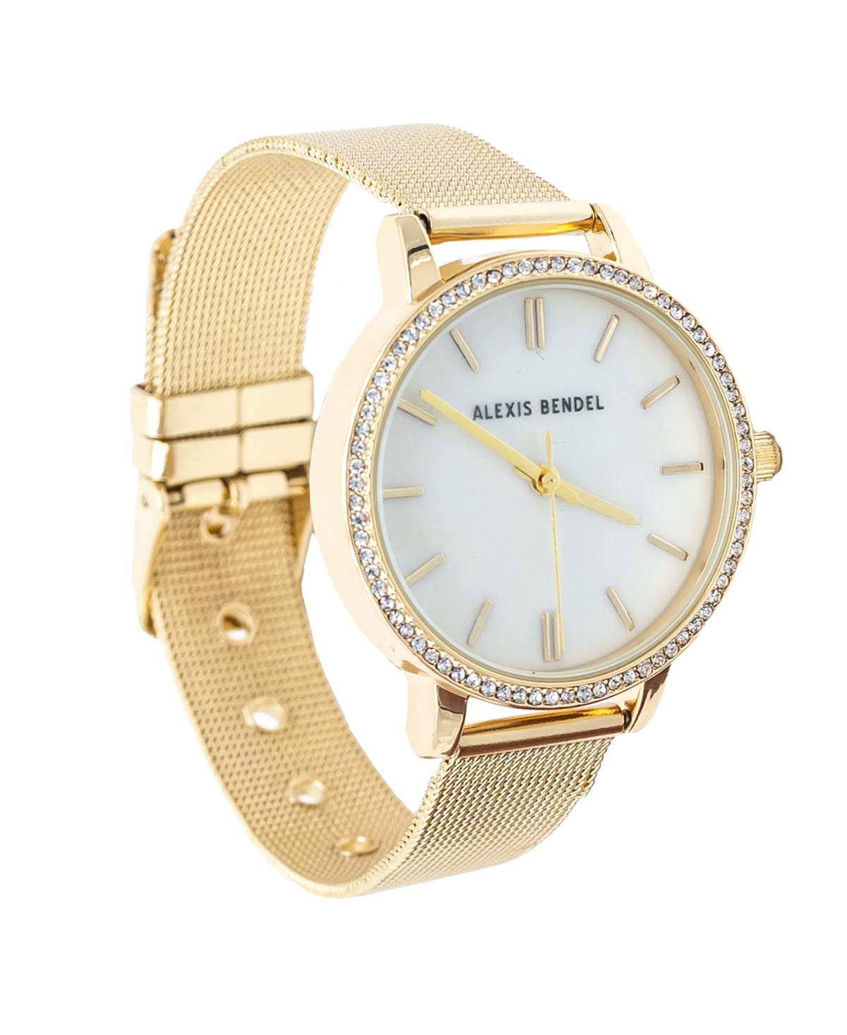 Jessica Carlye Women's Gold Tone Mesh Watch with Heart Charm Necklace & 2 Piece Stud Earrings