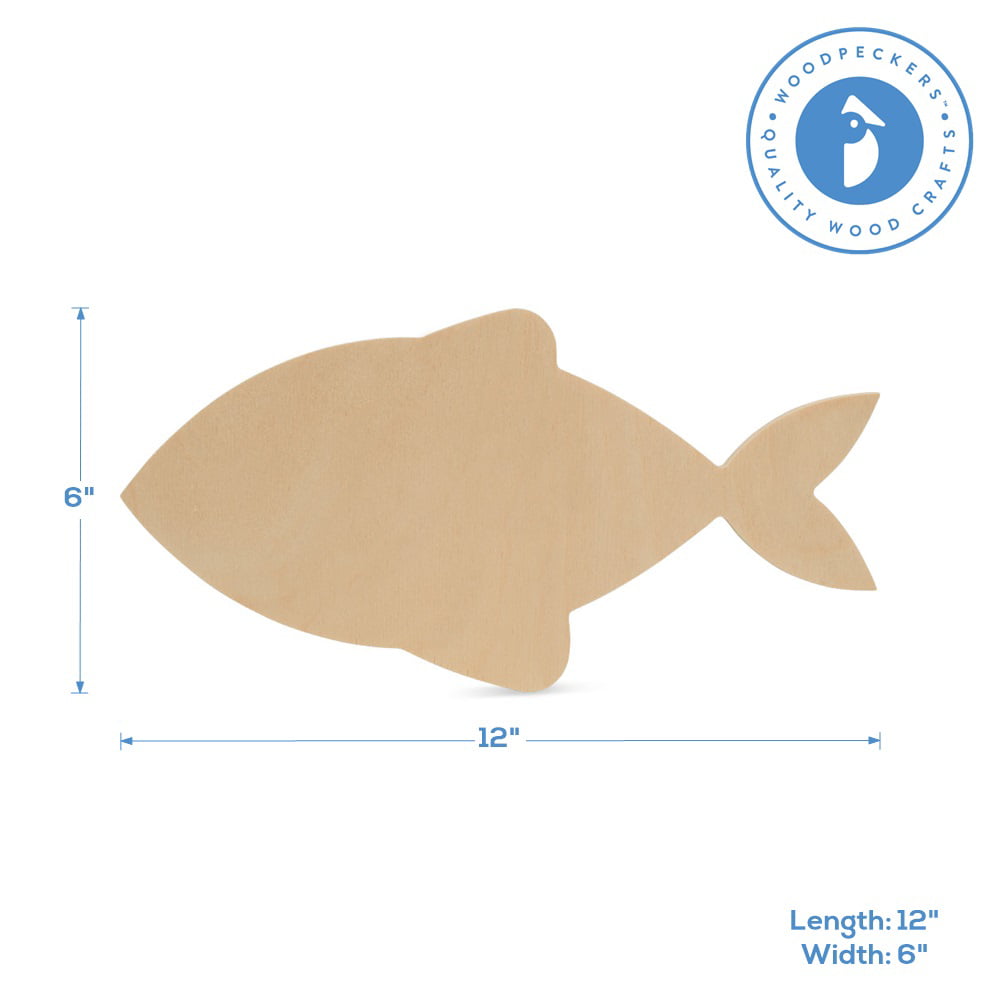 Plain Ol Fish Unfinished Wood Shape Cut Outs Variety Sizes USA Made Home Decor 