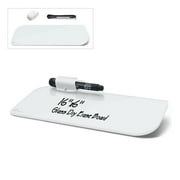 TOWON Long Desktop Glass Whiteboard Writing Memos To Do Notes Pad - Small Desk Dry Erase White Board Pizarra w/ 1 Marker, Clip, Stand for Home Office School