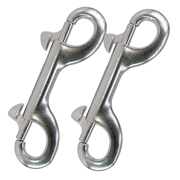 Double Ended Bolt Snap Hook, 2-Pack 3-1/2 in 316 Stainless Steel Marine Grade Double End Trigger Snaps Metal Clips for Diving, Dog Leash, Key Chain, Horse Tack, Pet Feed Buckets