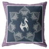 Horse and Butterflies Suede Blown and Closed Pillow Blue on White