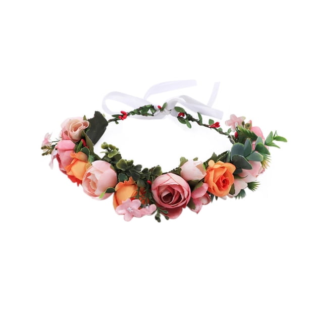 Corona de flores de camelias para niñas, para cumpleaños, fotos, bodas, festivales, tocado floral