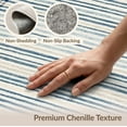 thumbnail image 6 of ODIKA 3'x5' Washable Area Rug Blue Cream Layering Striped Plaid Gingham Front Boho Design with Symmetrical Border for Hallway, Laundry Room, Non-Slip, Flatweave, Easy Care, 6 of 7