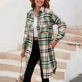 thumbnail image 2 of ASFGIMUJ Womens Fashion Plaid Print Jacket Winter Long Sleeves Lapel Long Jacket With Pockets Trench Coat Hoodless Plaid Jacket Tops, 2 of 5