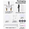 thumbnail image 6 of WOWOW 4 inch Bathroom Faucet 2 Handle Faucet for Bathroom Sink 3 hole Stainless Steel Faucet with Drain, Chrome, 6 of 9