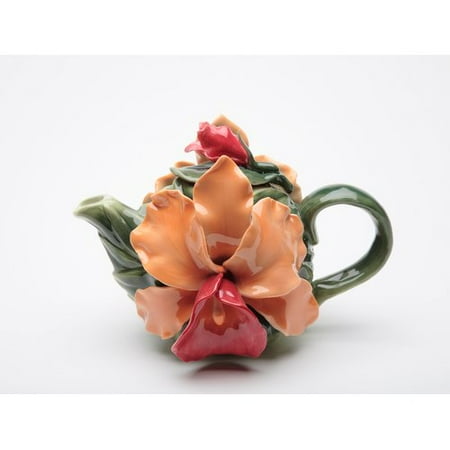 

Cosmos Gifts Orange Orchid 0.28-qt. Teapot