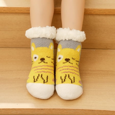 

Winter Sock Keep Warm Non-slip Cartoon Thickened For Kid Children Soft Fluffy Plush Baby Socks Cover XS Little Tiger