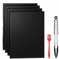 thumbnail image 1 of Tapete para barbacoa, tapete de cocina, tapete de cocina, tapete para barbacoa, antiadherente resistente a altas temperaturas, 40 * 33 cm negro (4 piezas) + clip de silicona para alimentos de 12 pulgadas + cepillo de silicona Rojo Verde, 1 of 5
