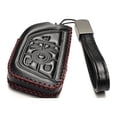 thumbnail image 2 of Vitodeco Genuine Leather Smart Key Fob Case with Leather Key Strap Compatible for Chevrolet Corvette (2020 - 2026 Models) - 6-Button, Black/Red, 2 of 6
