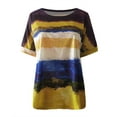 thumbnail image 3 of CHGBMOK Plus Size Crop Tops for Women Women Summer Mode Épissure Ample Col Rond Imprimé Décontracté Manches Courtes Tops Summer Beach Tops en Liquidation, 3 of 3