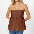 thumbnail image 4 of Vmvidoty Women's Tube Tops Ruffle Hem Sleeveless Peplum Bandeau Strappy Cami Tank Top Brown S, 4 of 7