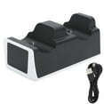 thumbnail image 1 of Soporte de control con cargador doble, cargador de escritorio para consola de juegos PS5 con joystick y luz LED, color negro, 1 of 14