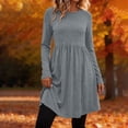 thumbnail image 2 of Ashirexll Casual Dresses for Women Winter Casual Pullover Long Sleeve Round Neck Solid Color Dress with Pockets, 2 of 7