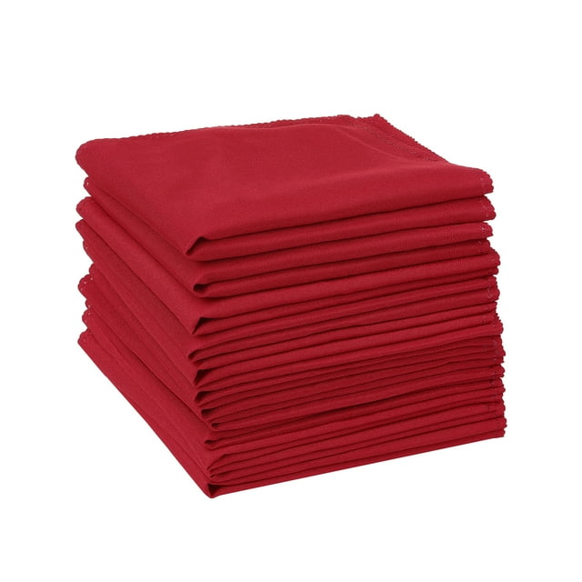 Juego de 12 servilletas de tela REGALWOVEN de satén, servilletas de tela lavables rojas de 12"x12"