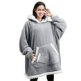 thumbnail image 2 of Joyfy Wearable Blanket Hoodie for Adults, Giggling Getup Sherpa Fleece Hooded Sweatshirt with Pocket & Sleeves, Cozy Gift for Women & Men, Small Gray, 2 of 7