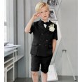 thumbnail image 4 of Boys 2-Piece Double Breasted Suit Set: Blazer & Shorts for Wedding Prom Slim Fit Peak Lapel Lightweight, 4 of 6