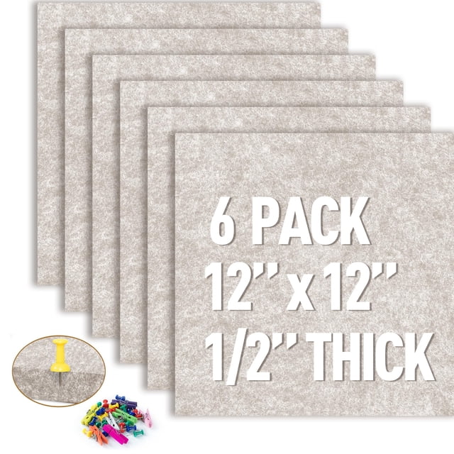 Tablero de anuncios de corcho AKTOP de 30 x 30 cm, 6 unidades con clips