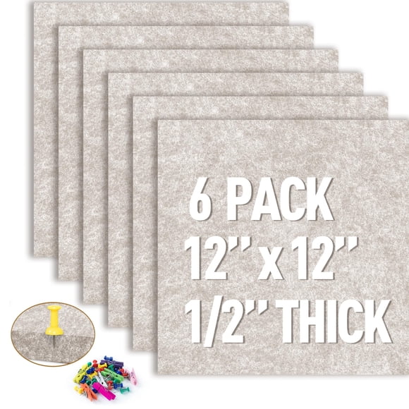 Tablero de anuncios de corcho AKTOP de 30 x 30 cm, 6 unidades con clips