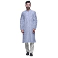 thumbnail image 1 of Atasi Printed Long Kurta For Men With White Churidar Pyjama Set Traditional Wear, 1 of 1