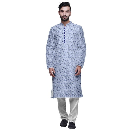 

Atasi Modal Satin Printed Mens Kurta With Churidar Pajama Set Summer Clothing