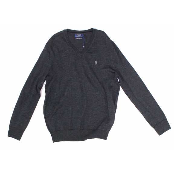Polo Ralph Lauren Men Sweater Granite V-Neck Pullover Wool Gray XS