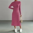 thumbnail image 2 of cfhntfmh Sweater Dresses for Women Mock Neck Long Sleeve Ribbed Knit Dresses Pullover Bodycon Dresses, 2 of 6