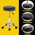 thumbnail image 3 of BestOffice Round Rolling Stool with Swivel Garage Stool with Wheels PU Cushion Leather Stool for Office, Massage (Black), 3 of 6