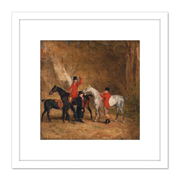 Benjamin Marshall Foxhunting Scene 8X8 Inch Square Wooden Framed Wall Art Print Picture with Mount