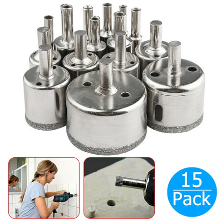 15-pack Diamond Hole Saw Drill Bit Set Cutting Tool for Tile Marble Glass