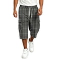 thumbnail image 3 of Hearthz Men’s Cargo Shorts Wide Leg Men's Capri Pants Basketball Running Workout Casual 3/4 Capri Shorts Gingham Plaid Men's Cargo Pants, 3 of 7